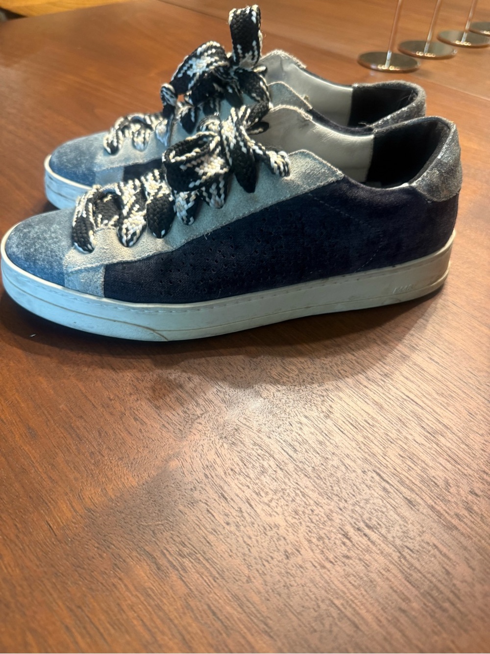 P448 Navy and Light Blue Suede Low-Top Sneakers